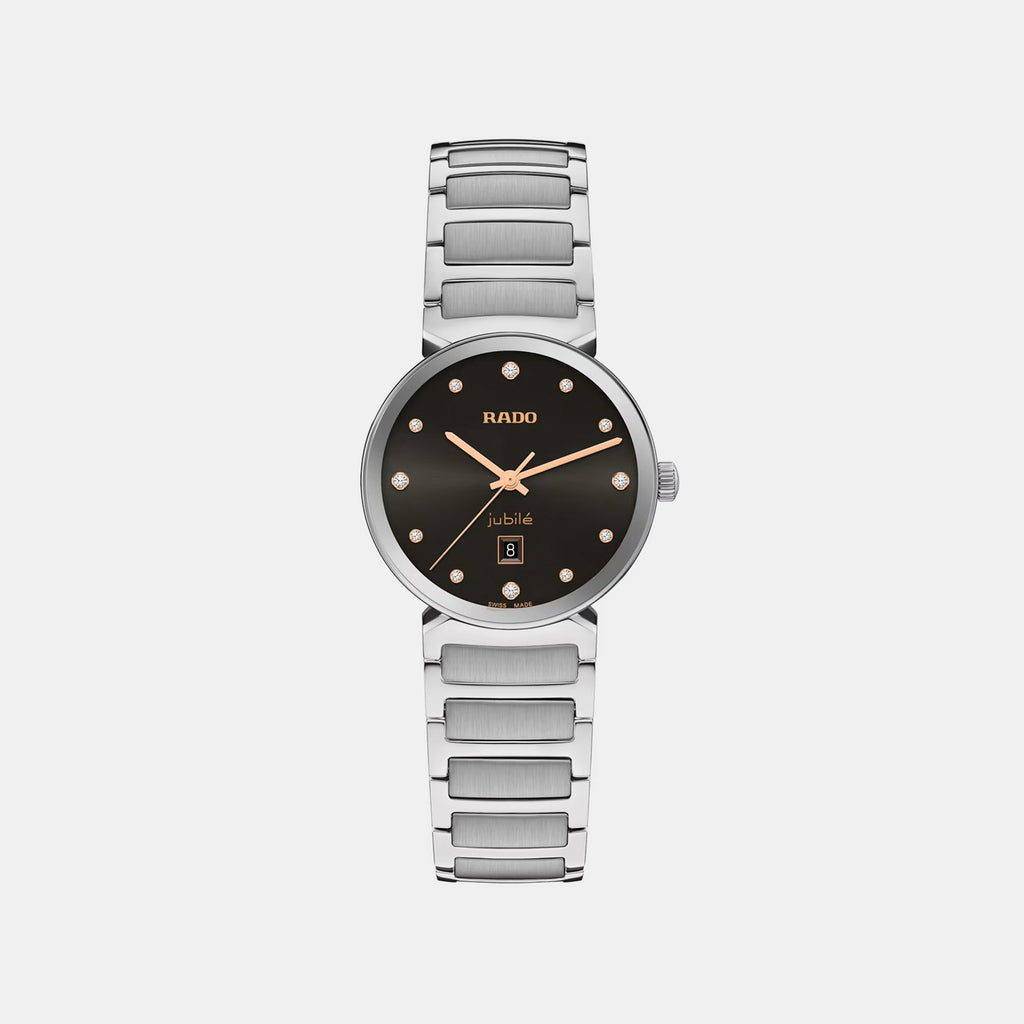Florence Diamonds Women Quartz Black Dial Analog Stainless Steel Watch R48921703