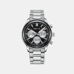 Men Quartz Black Dial Analog Stainless Steel Watch REVERSO-METAL