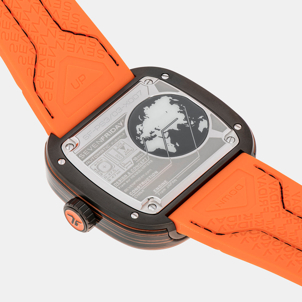 P Series Unisex Automatic Orange Dial Analog Leather Watch PS3/03