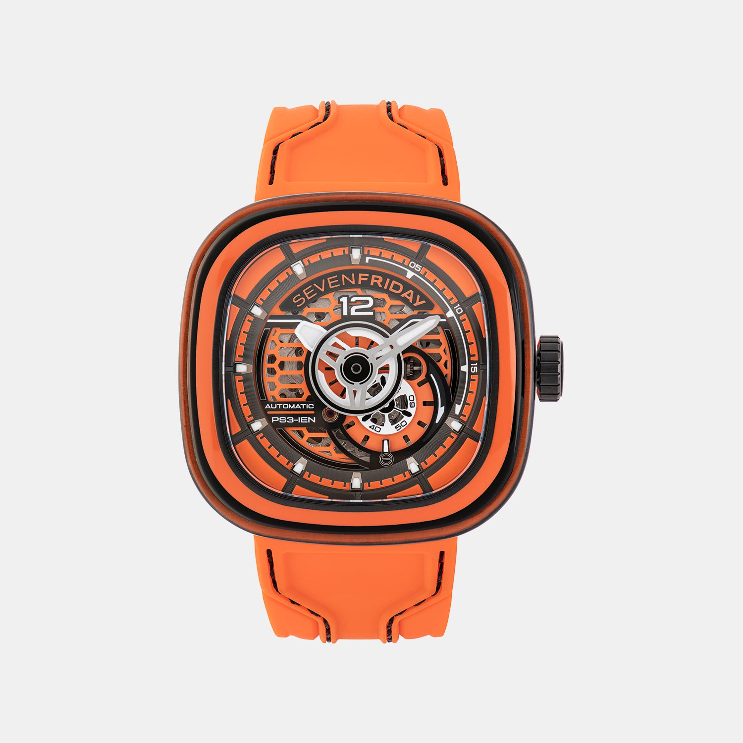 P Series Unisex Automatic Orange Dial Analog Leather Watch PS3/03