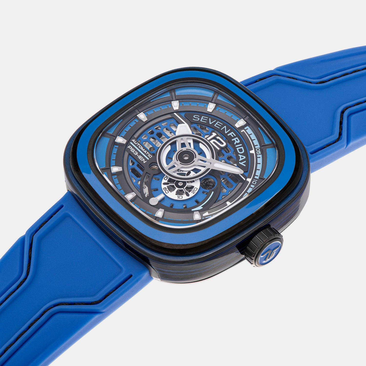 P Series Unisex Automatic Blue Dial Analog Leather Watch PS3/04