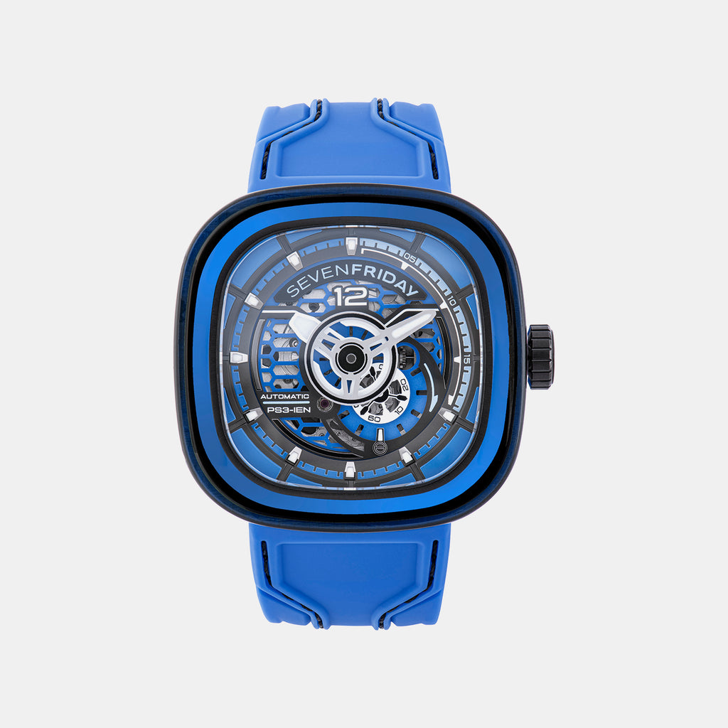 P Series Unisex Automatic Blue Dial Analog Leather Watch PS3/04