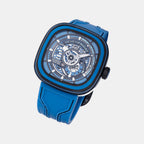 P Series Unisex Automatic Blue Dial Analog Leather Watch PS3/04