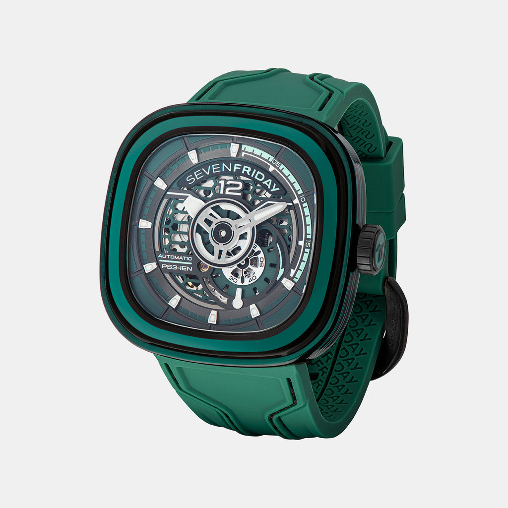 P Series Unisex Automatic Green Dial Analog Leather Watch PS3/05