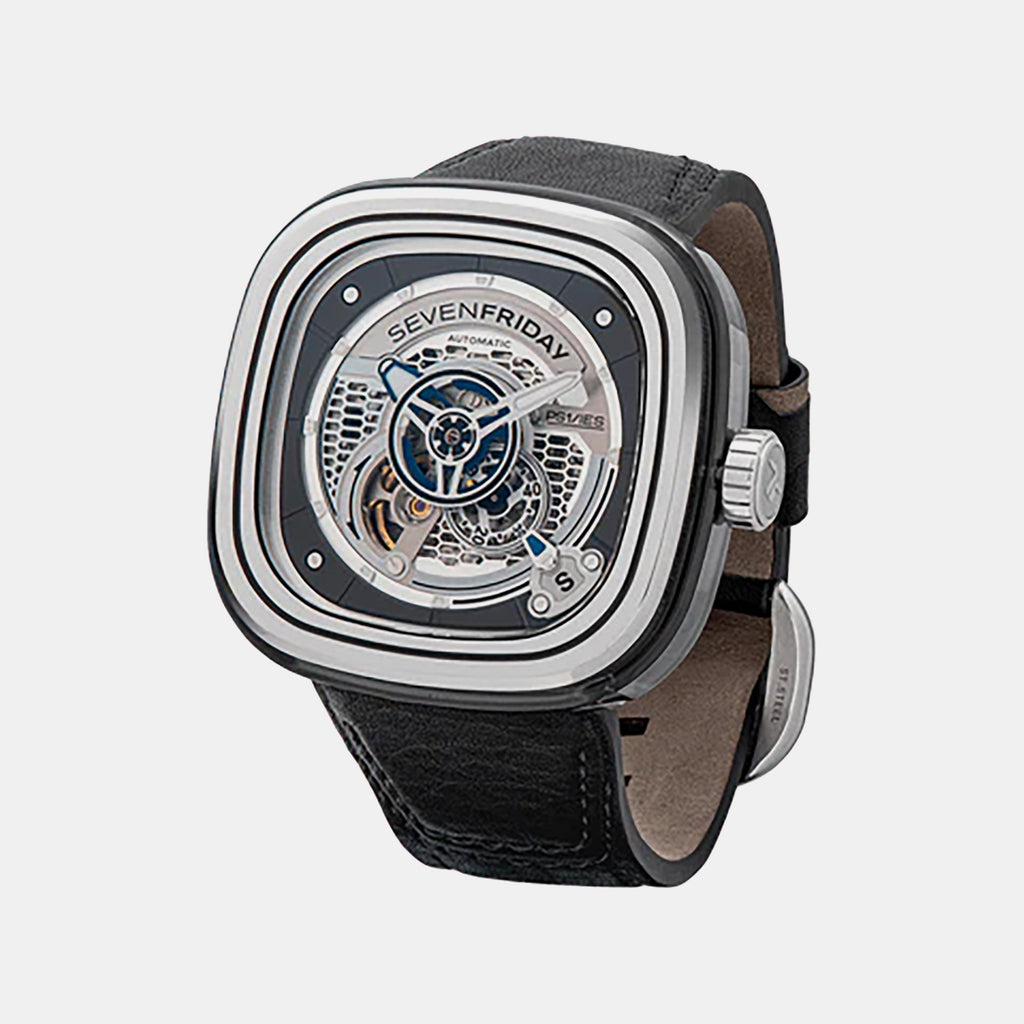 P Series Unisex Automatic Grey Dial Analog Leather Watch PS1/01