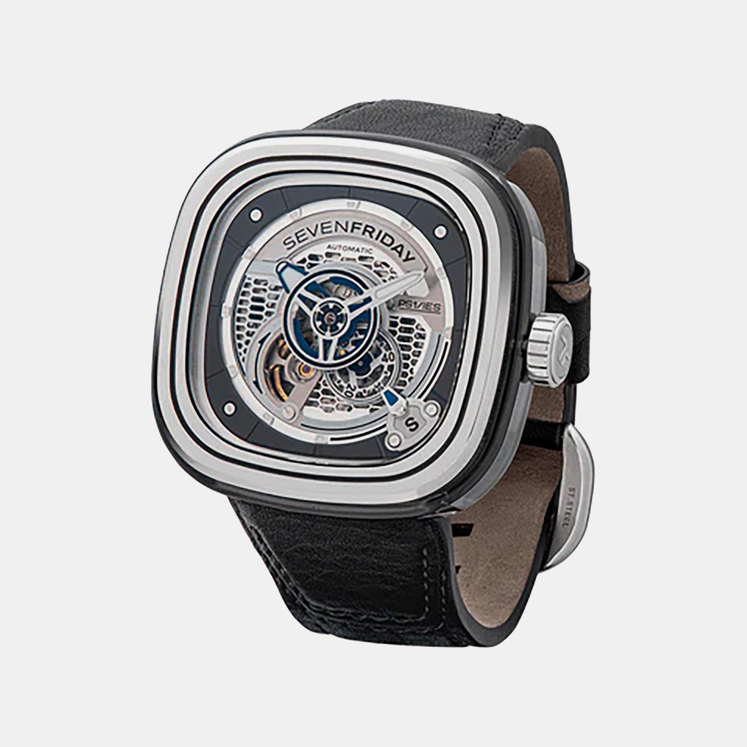 P Series Unisex Automatic Grey Dial Analog Leather Watch PS1/01