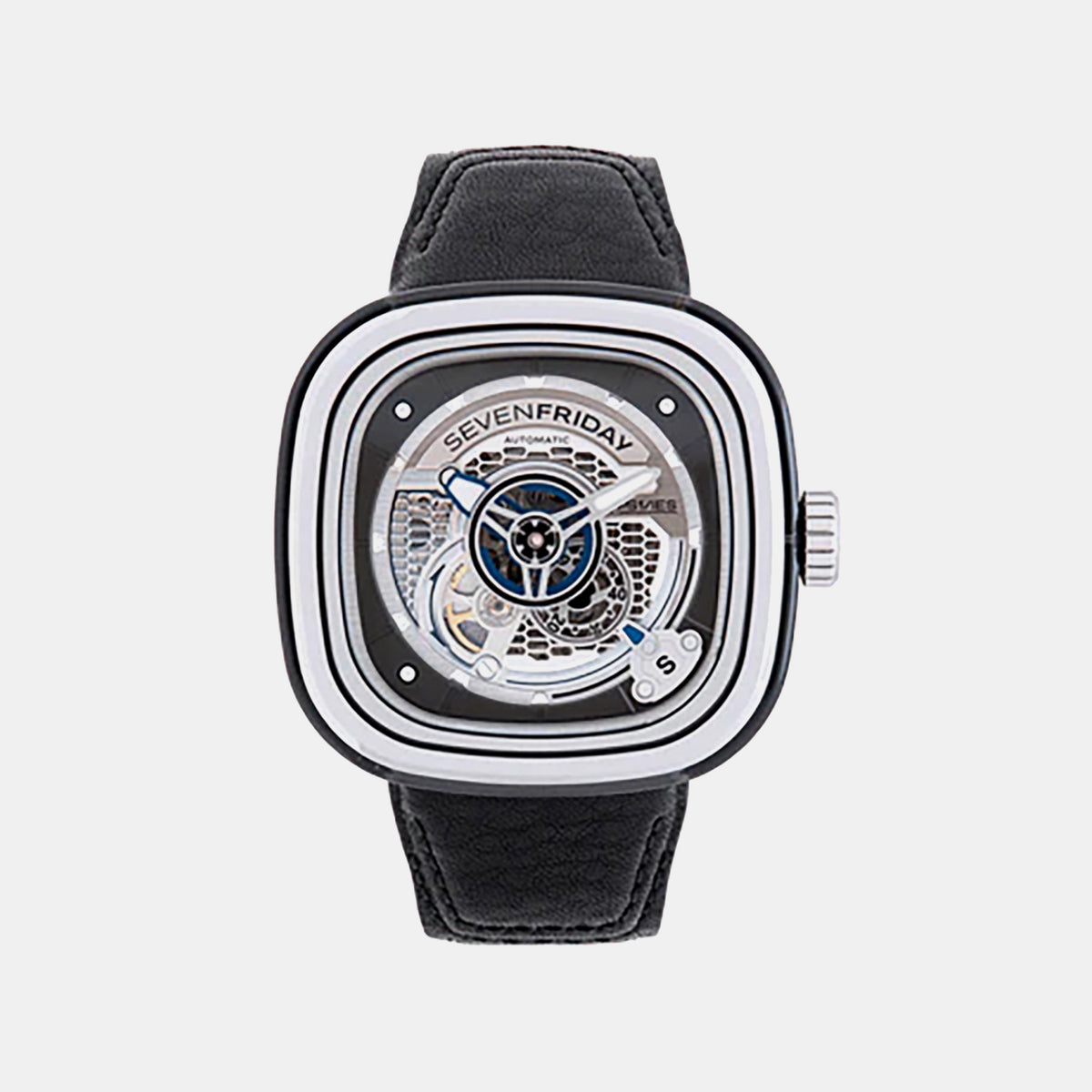 P Series Unisex Automatic Grey Dial Analog Leather Watch PS1-01