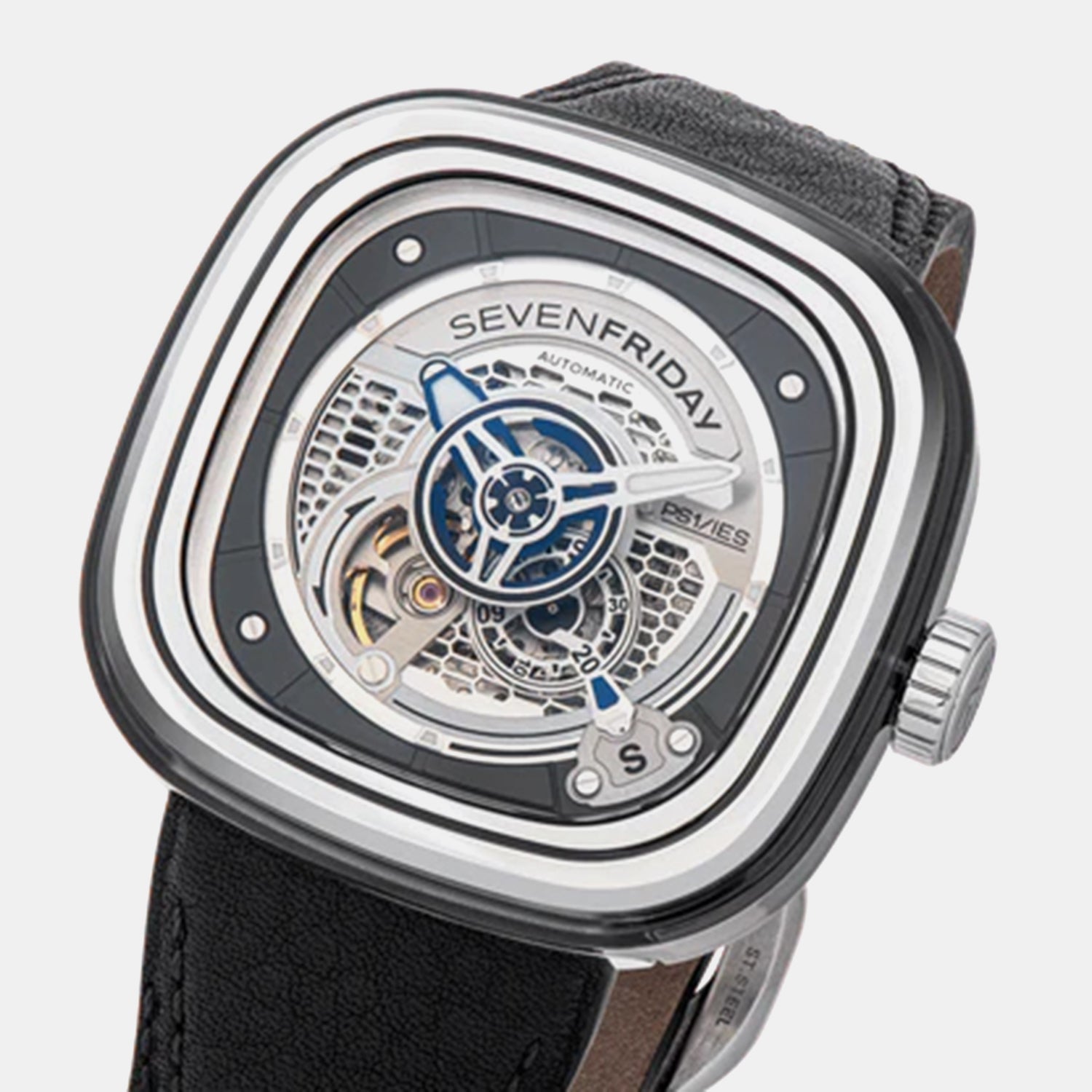 P Series Unisex Automatic Grey Dial Analog Leather Watch PS1/01