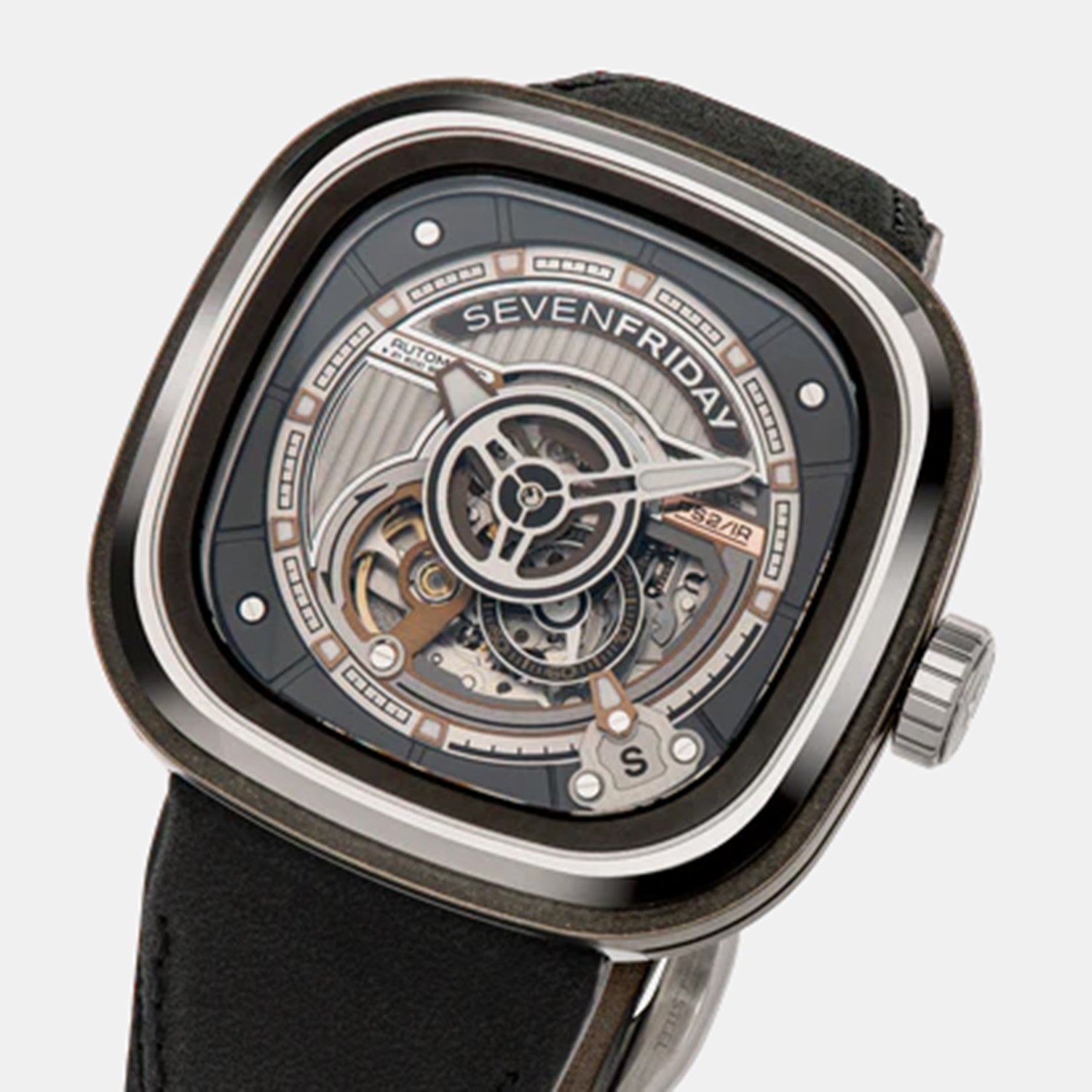 P Series Unisex Automatic Black Dial Analog Leather Watch PS2/01