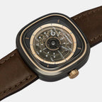 T Series Unisex Automatic Brown Dial Analog Leather Watch T2/03