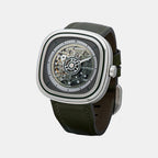 T Series Unisex Automatic Green Dial Analog Leather Watch T1/06