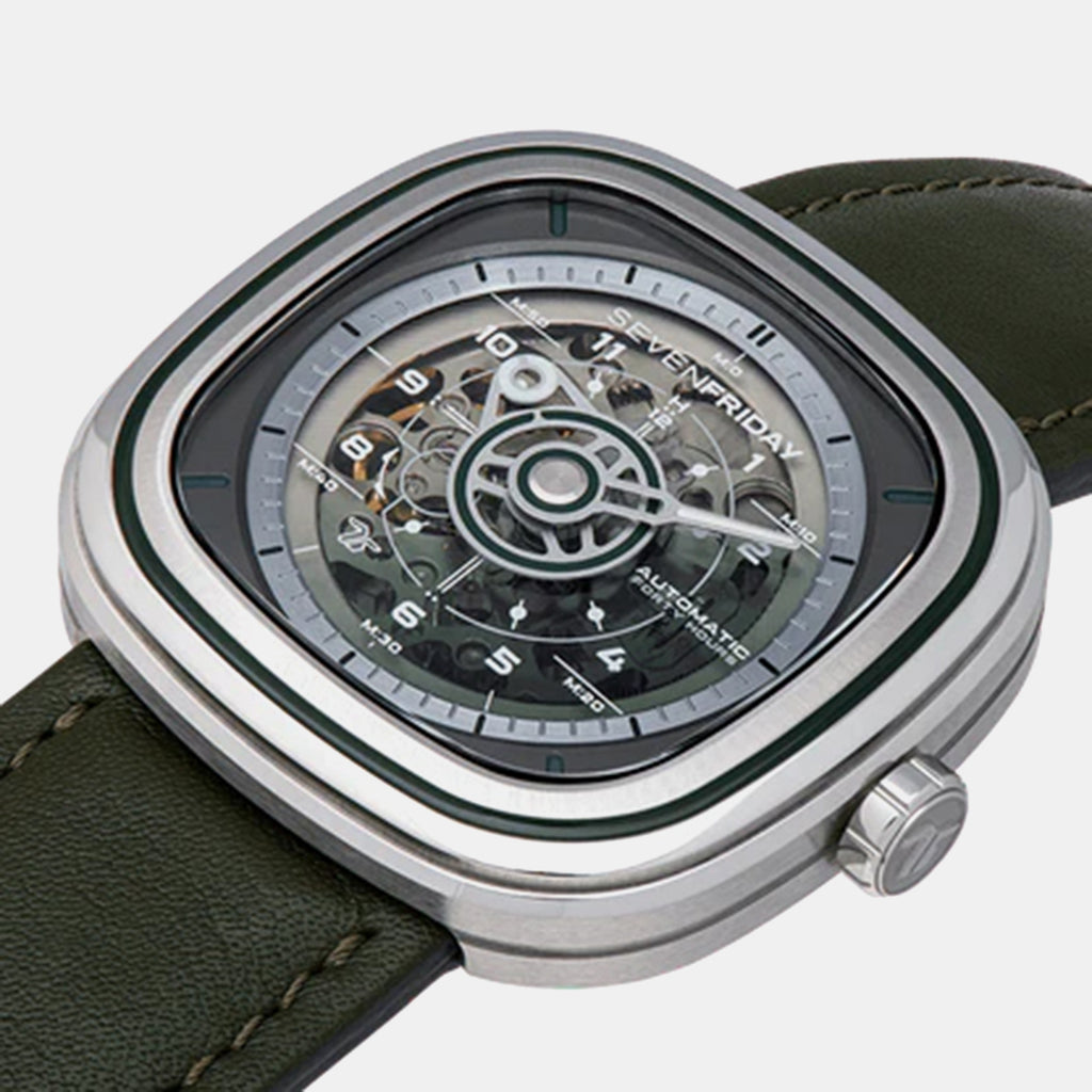 T Series Unisex Automatic Green Dial Analog Leather Watch T1/06