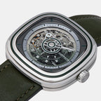 T Series Unisex Automatic Green Dial Analog Leather Watch T1/06
