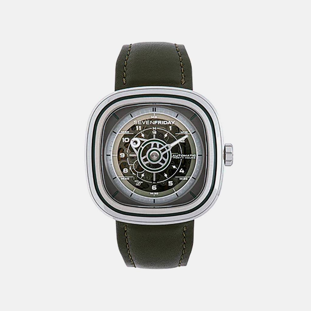 T Series Unisex Automatic Green Dial Analog Leather Watch T1/06