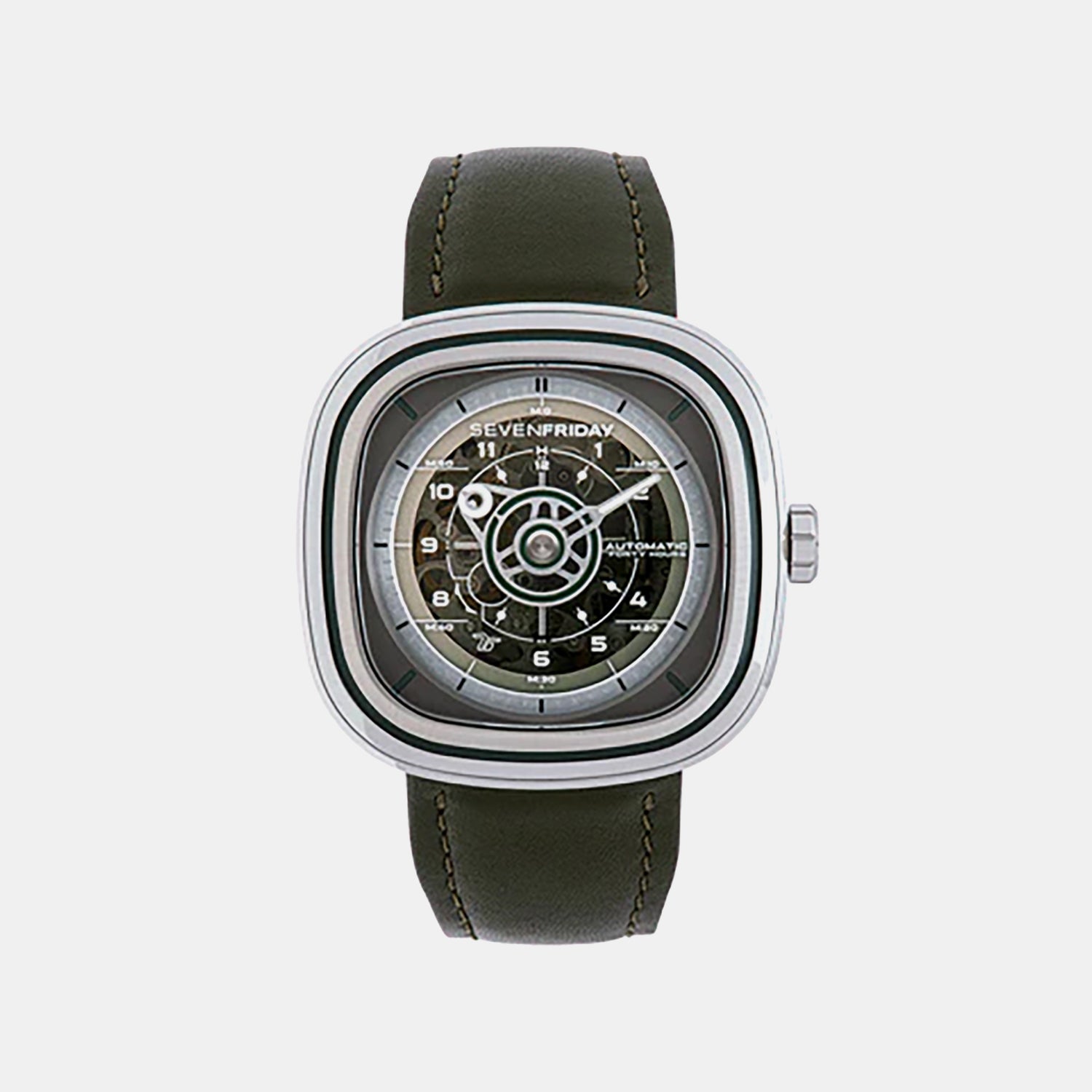T Series Unisex Automatic Green Dial Analog Leather Watch T1/06