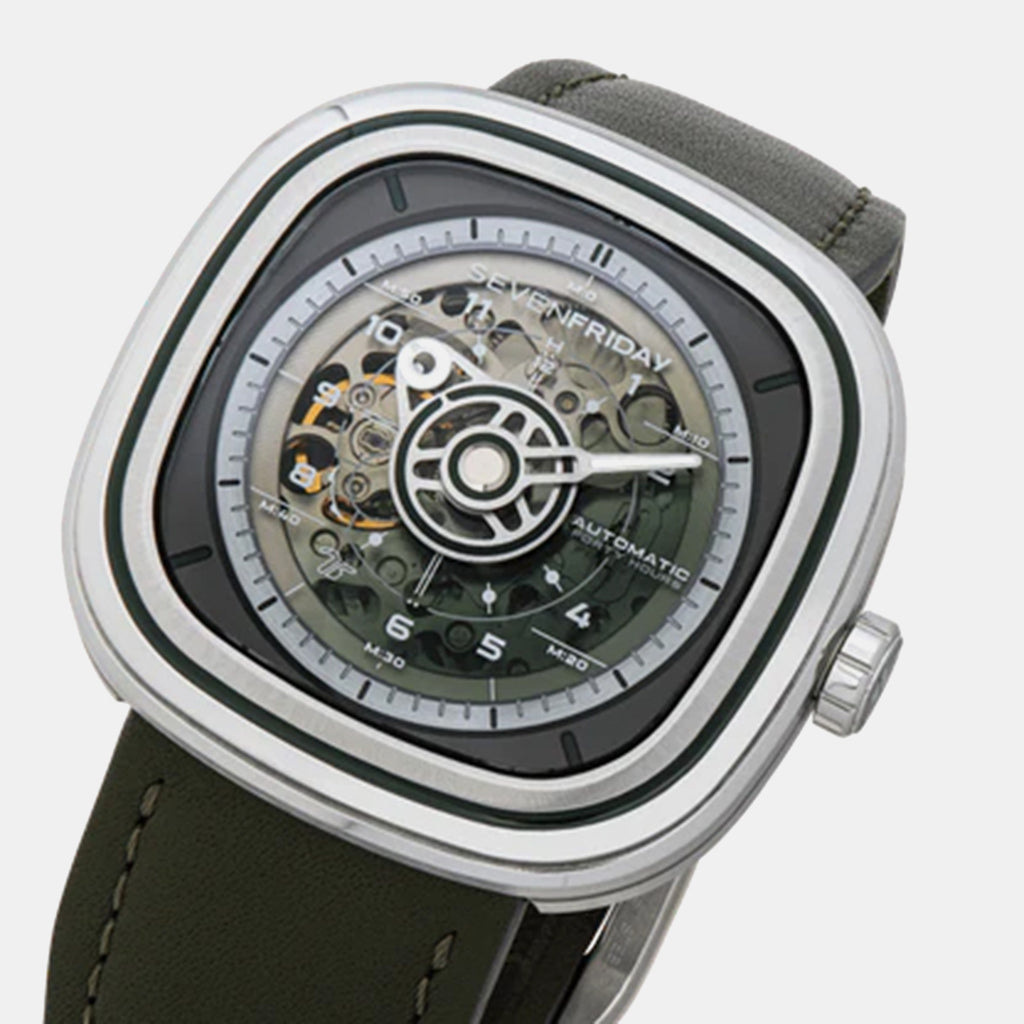 T Series Unisex Automatic Green Dial Analog Leather Watch T1/06