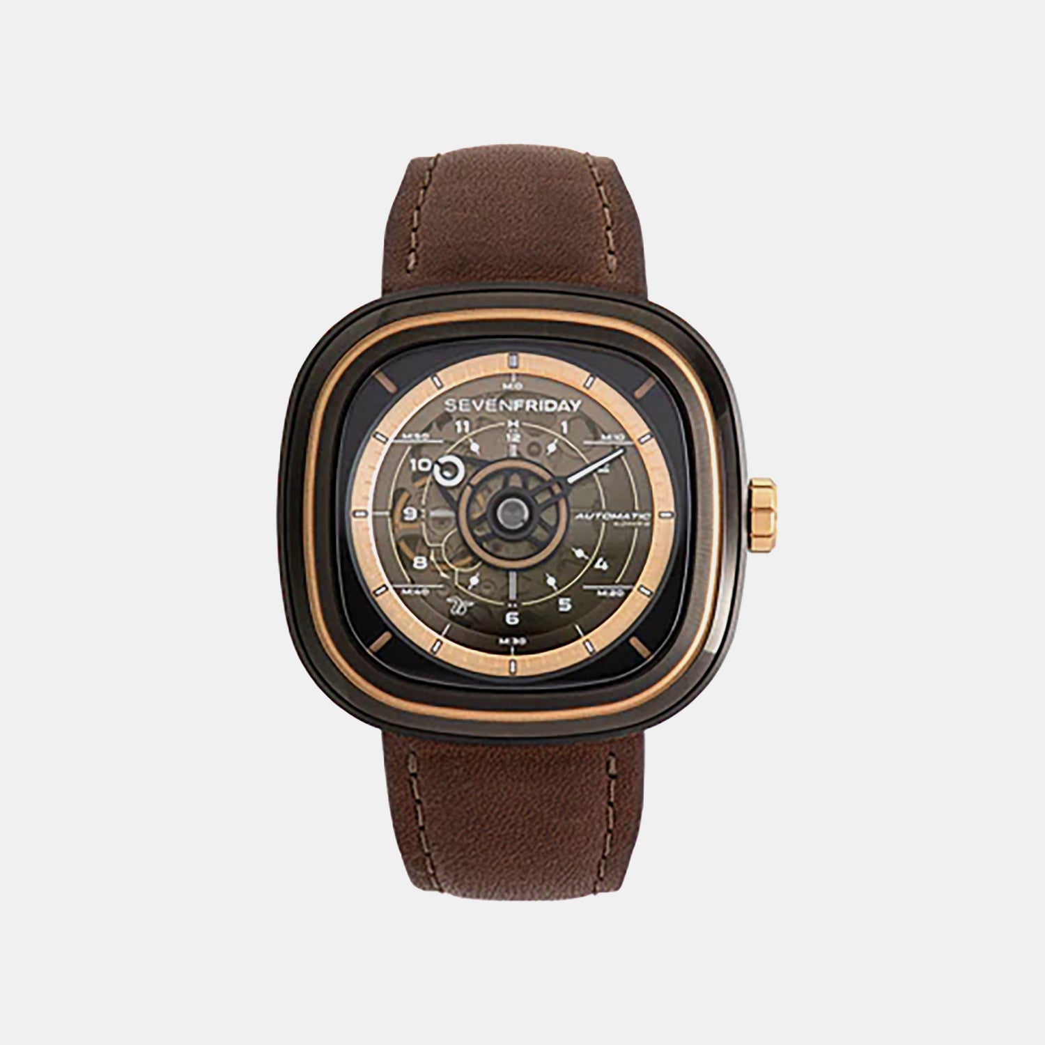 T Series Unisex Automatic Brown Dial Analog Leather Watch T2/03