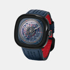 T Series Unisex Automatic Blue Dial Analog Leather Watch T3/03