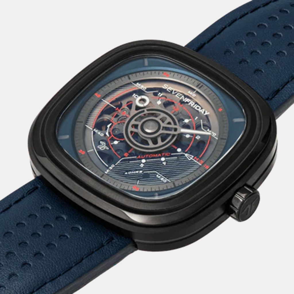 T Series Unisex Automatic Blue Dial Analog Leather Watch T3/03