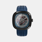 T Series Unisex Automatic Blue Dial Analog Leather Watch T3/03