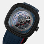T Series Unisex Automatic Blue Dial Analog Leather Watch T3/03