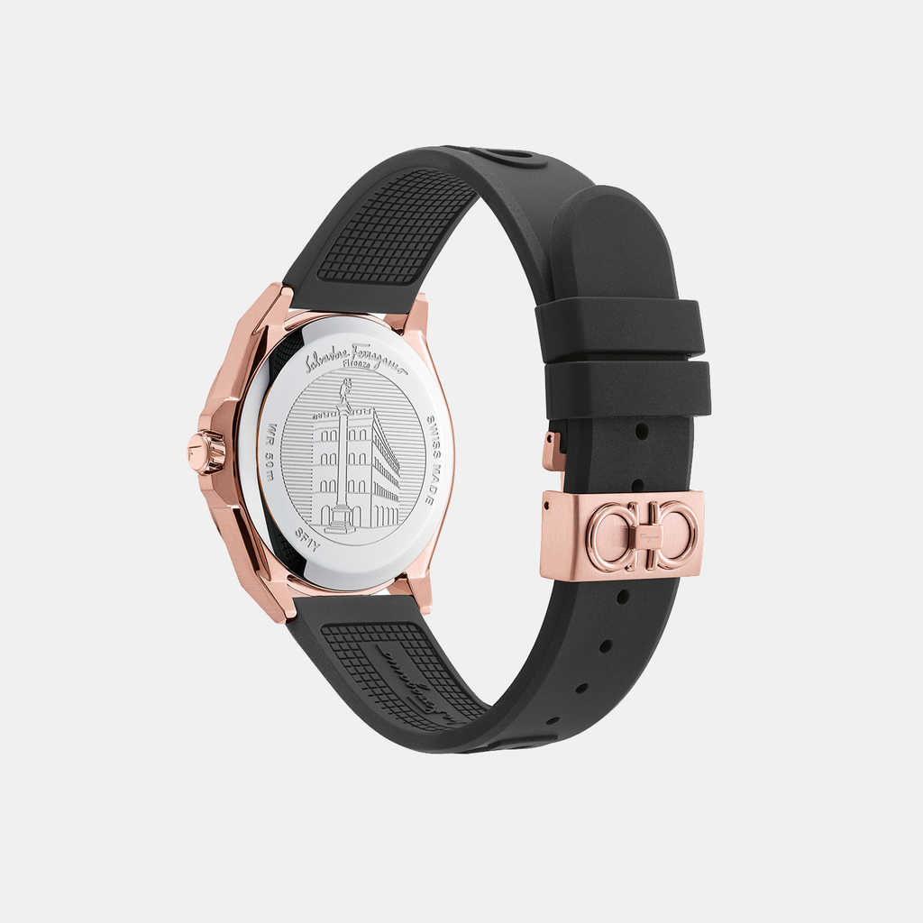 Ferragamo Men Round Black watch