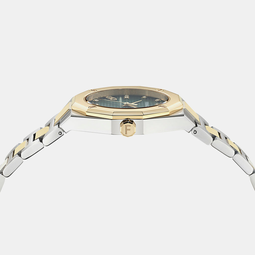 Women Quartz Green Dial Analog Stainless Steel Watch SF3T00125