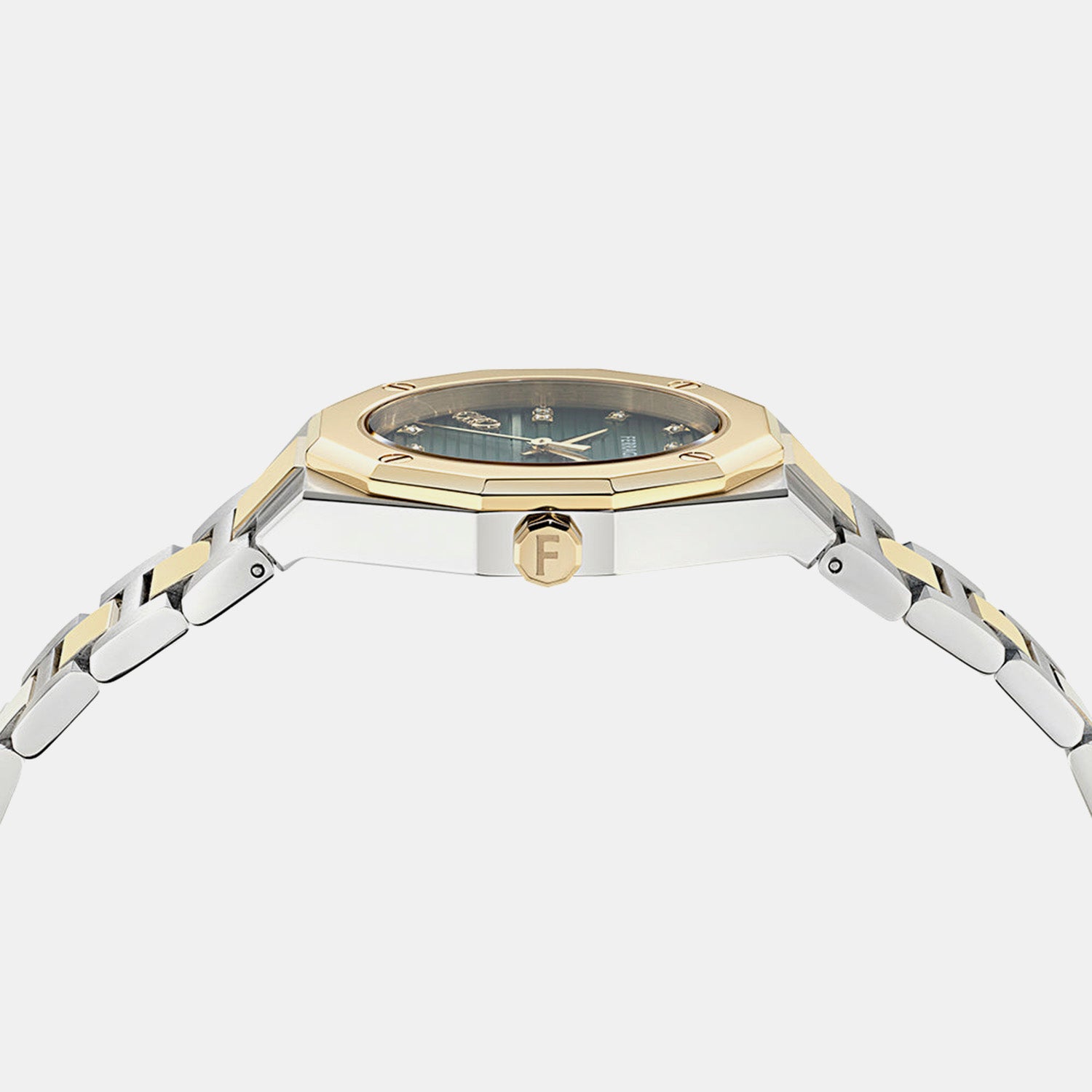 Women Quartz Green Dial Analog Stainless Steel Watch SF3T00125