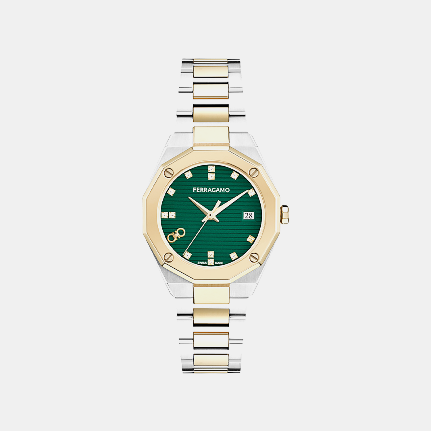 Women Quartz Green Dial Analog Stainless Steel Watch SF3T00125