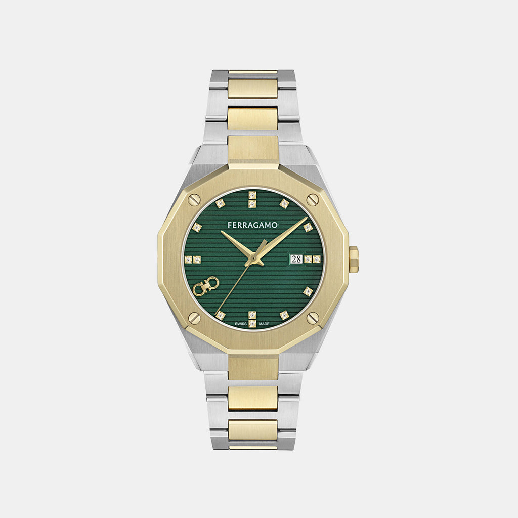 Edge Men Quartz Green Dial Analog Stainless Steel Watch SF4T00125