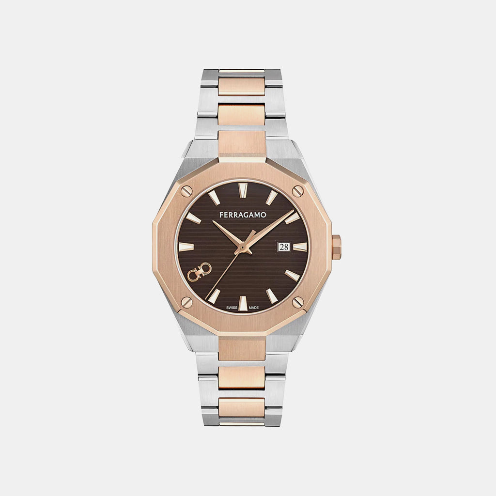 Edge Men Quartz Brown Dial Analog Stainless Steel Watch SF4T00325