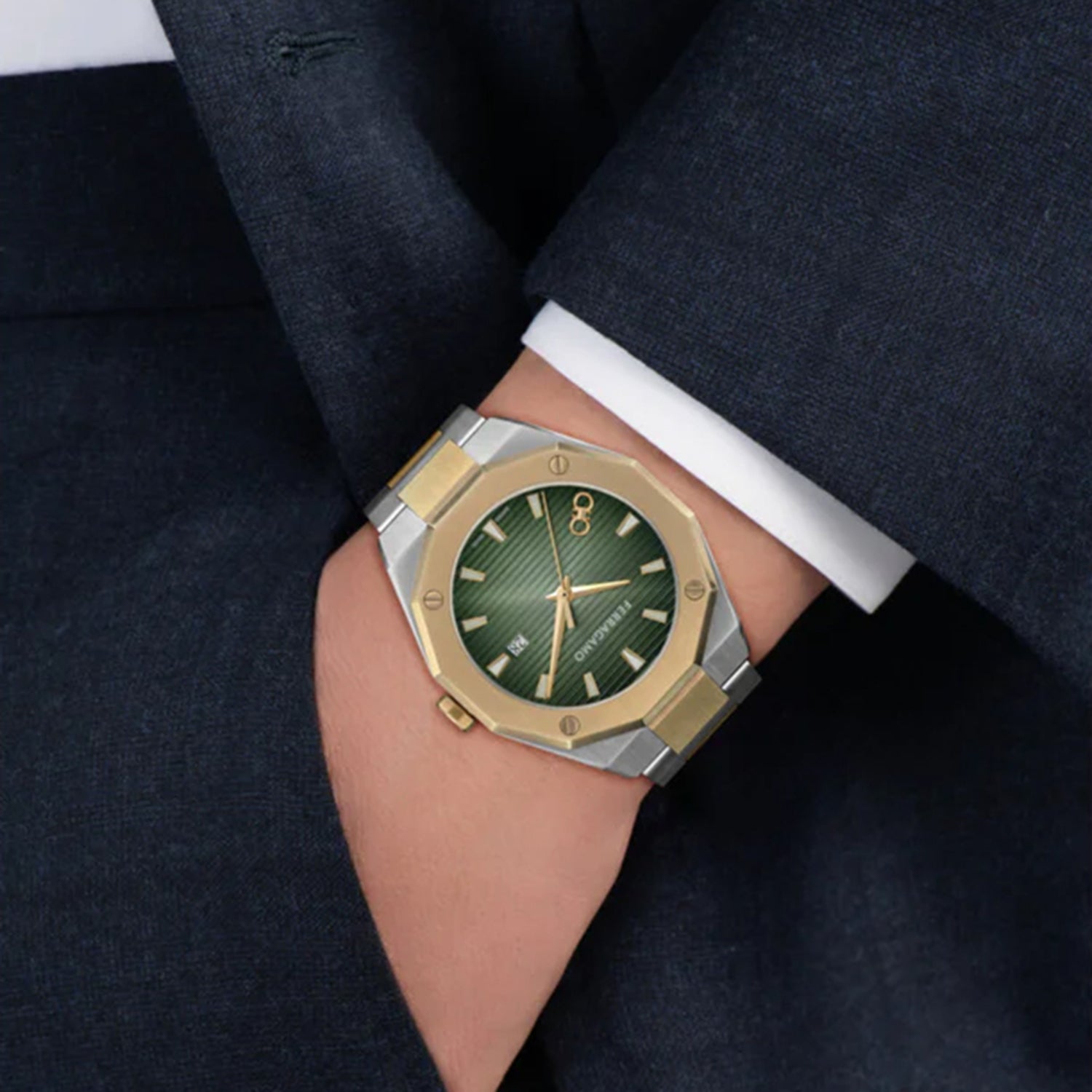 4t-versilia Men Quartz Green Dial Analog Stainless Steel Watch SF4T00826