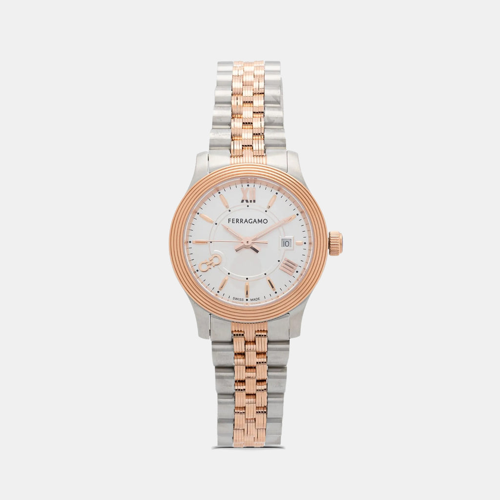 Women Quartz White & Silver Dial Analog Stainless Steel Watch SFAC00224