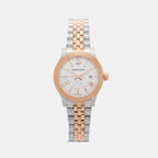 Women Quartz White & Silver Dial Analog Stainless Steel Watch SFAC00224