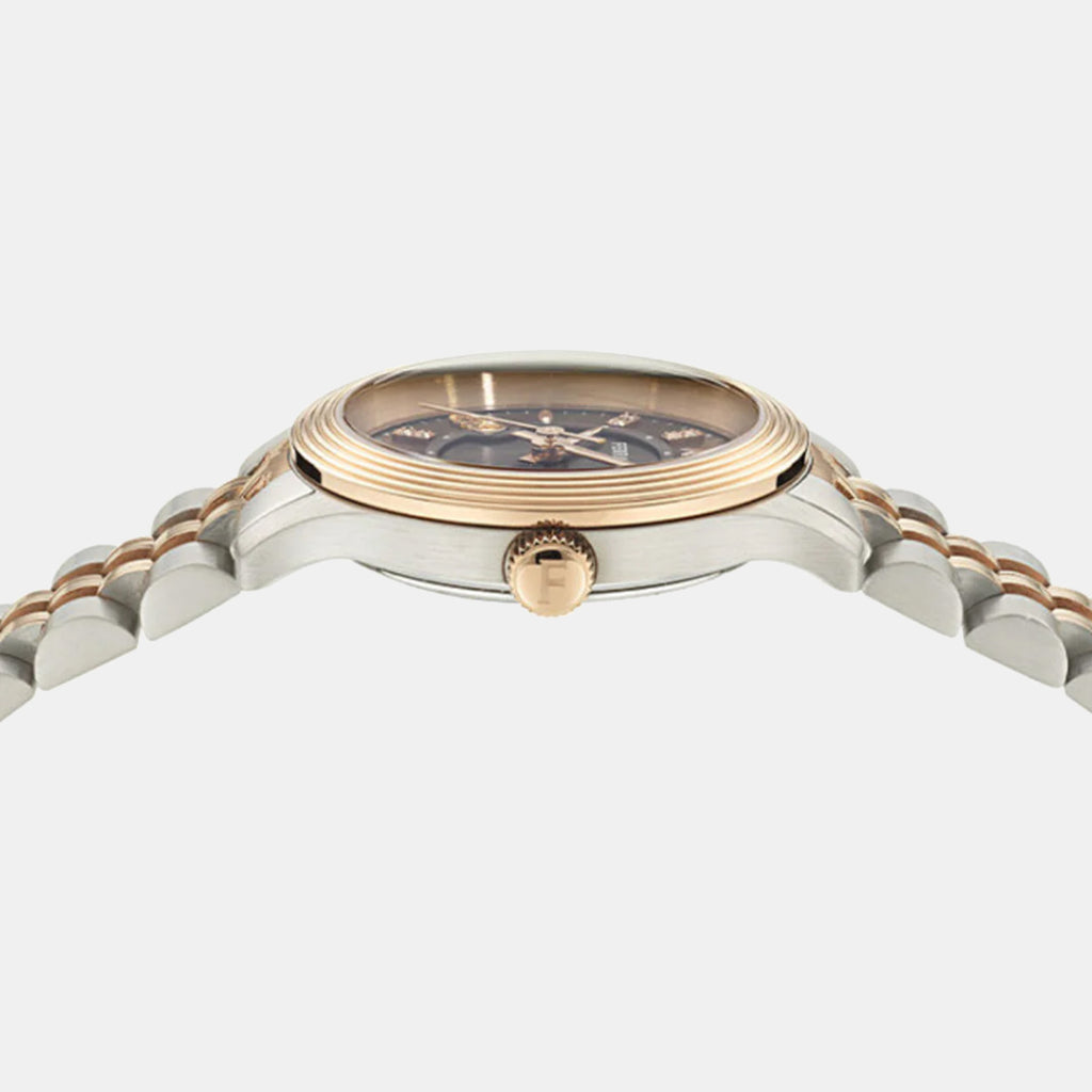 Women Quartz Brown Dial Analog Stainless Steel Watch SFAC00324