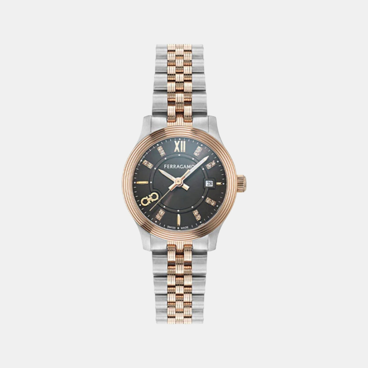 Women Quartz Brown Dial Analog Stainless Steel Watch SFAC00324