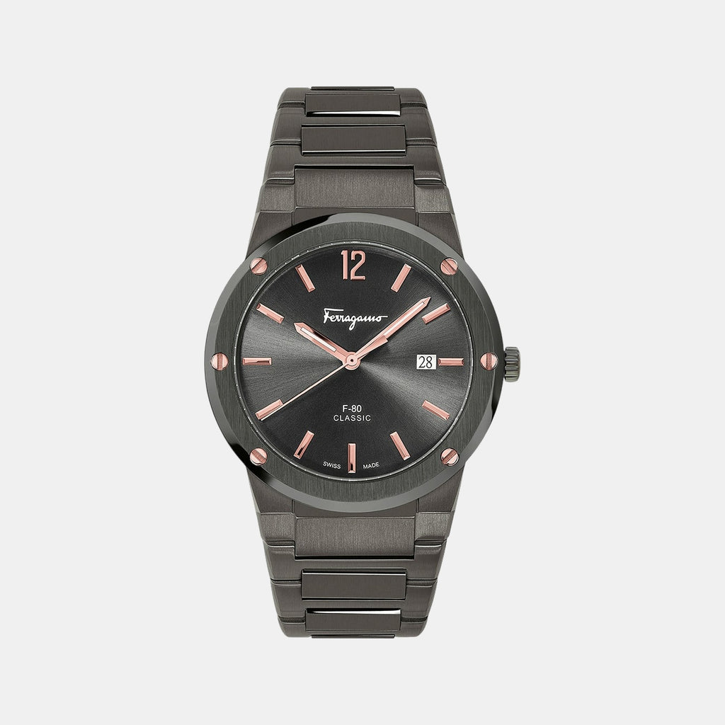 F-80 Classic Men Quartz Grey Dial Analog Stainless Steel Watch SFDT01520