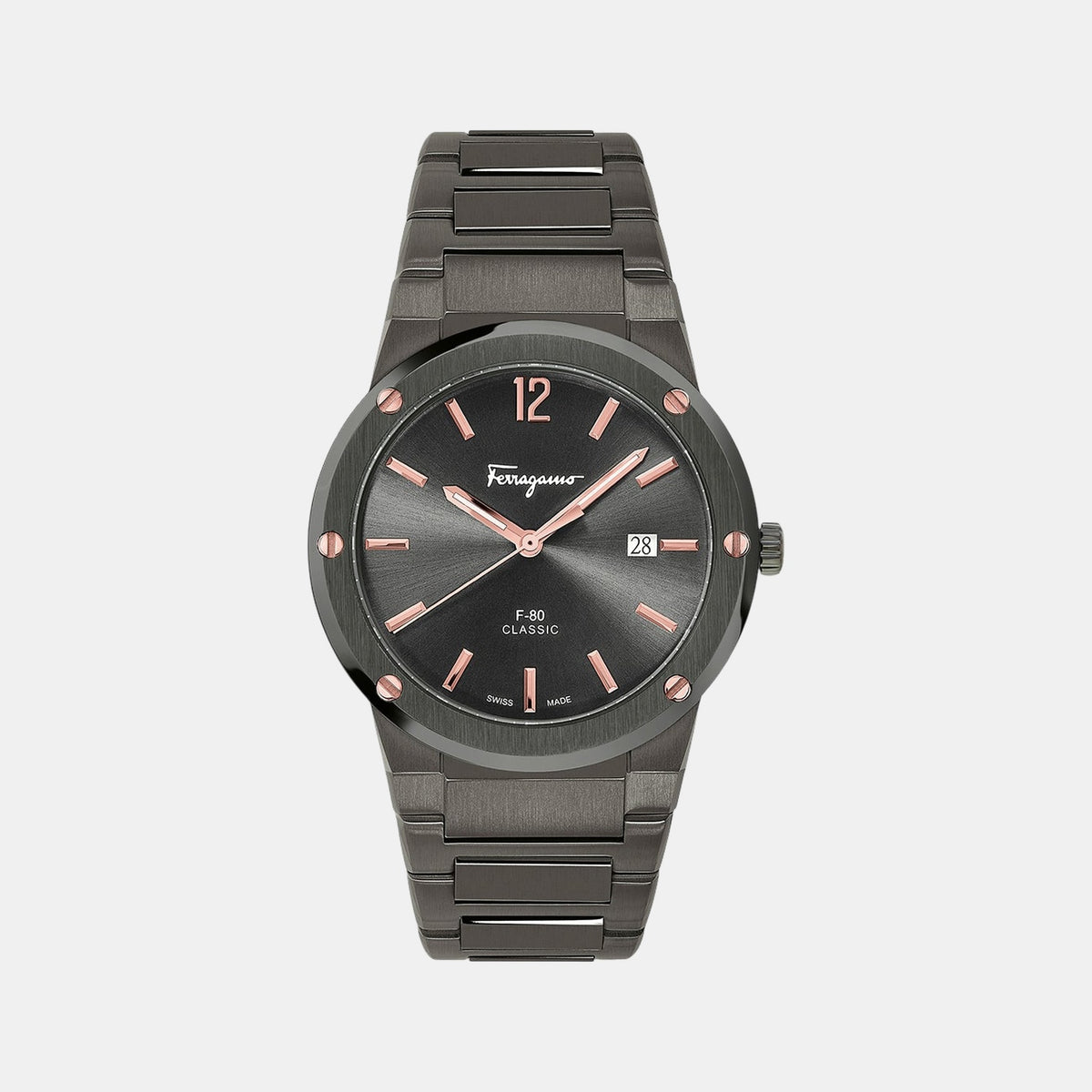 F-80 Men Quartz Grey Dial Analog Stainless Steel Watch SFDT01520