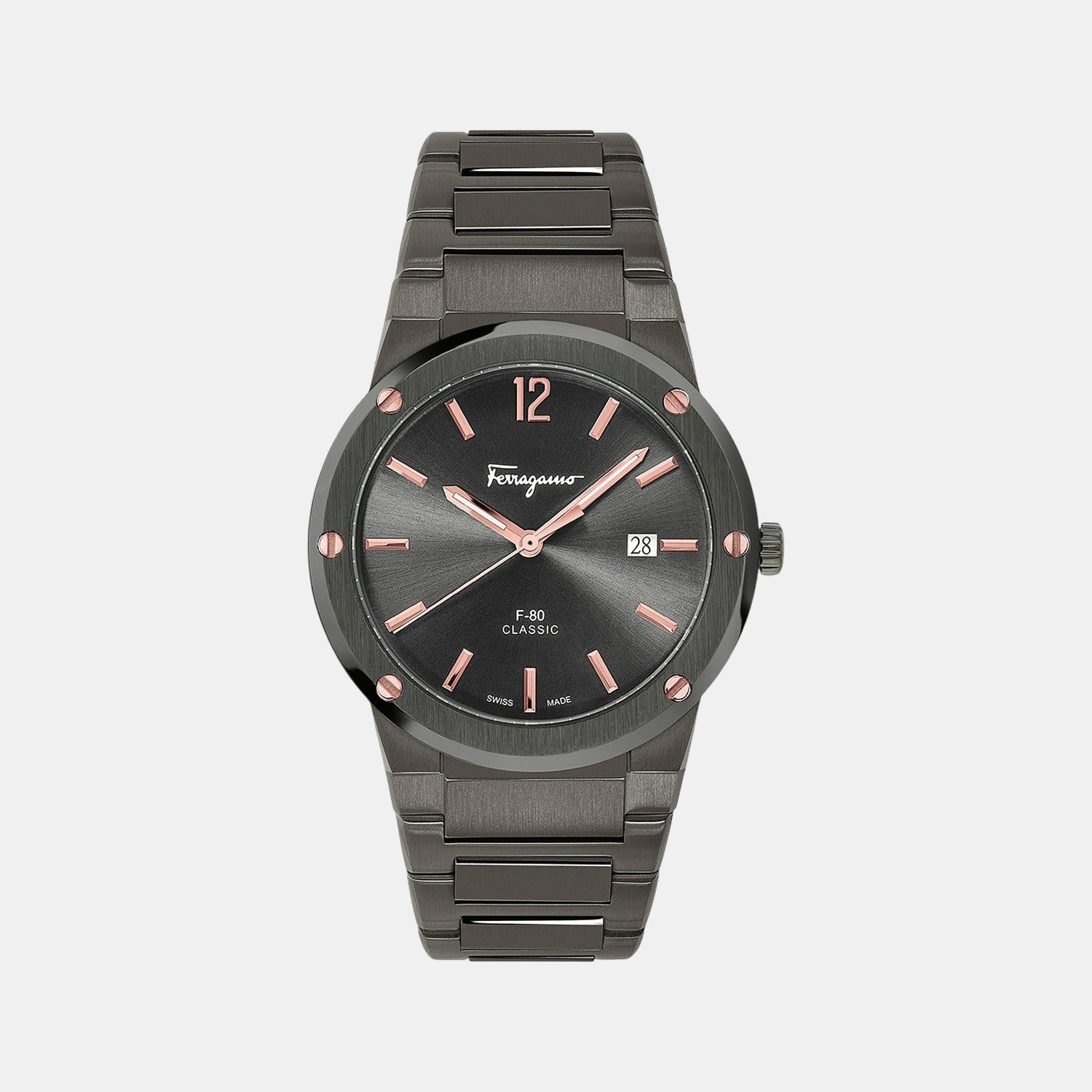 F-80 Classic Men Quartz Grey Dial Analog Stainless Steel Watch SFDT01520