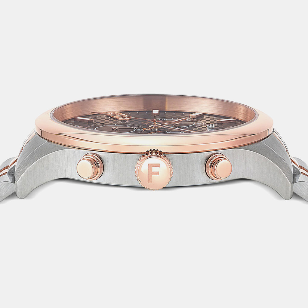 Ferragamo Duo Men Quartz Brown Dial Chronograph Stainless Steel Watch SFEZ00824