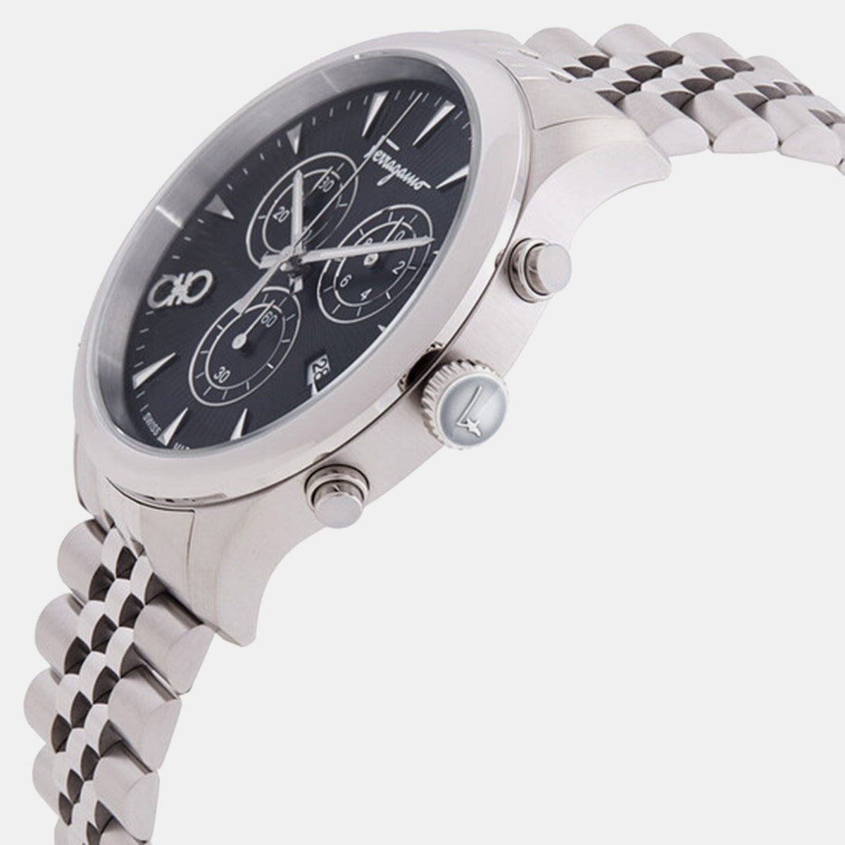 Men Quartz Black Dial Chronograph Stainless Steel Watch SFEZ01024