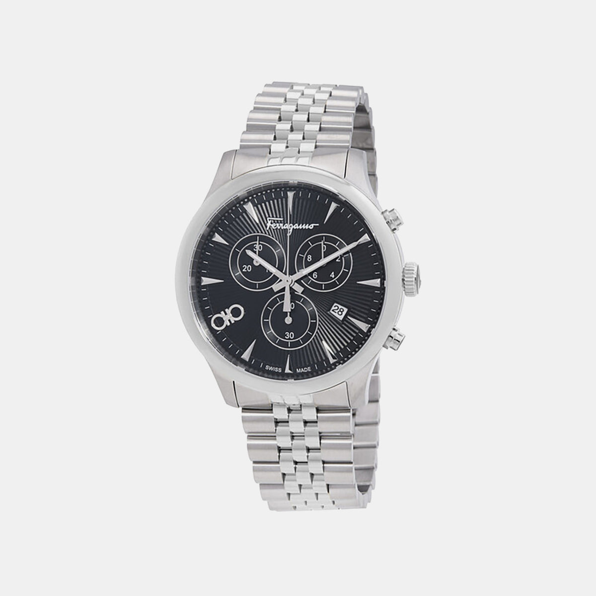 Men Quartz Black Dial Chronograph Stainless Steel Watch SFEZ01024