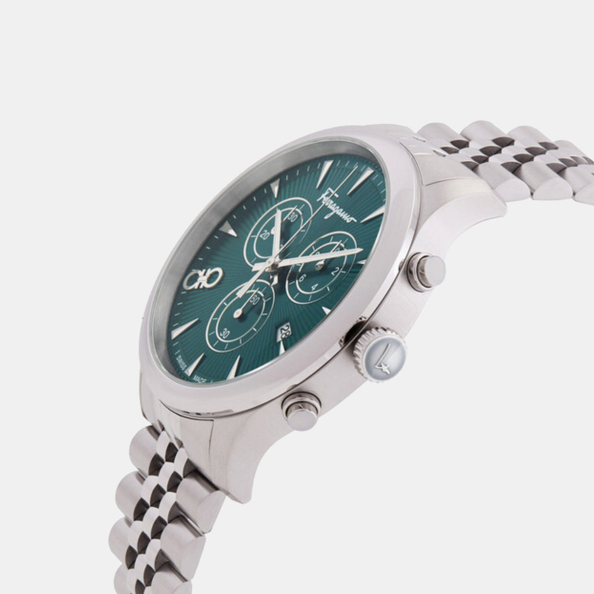 Men Quartz Green Dial Chronograph Stainless Steel Watch SFEZ01124