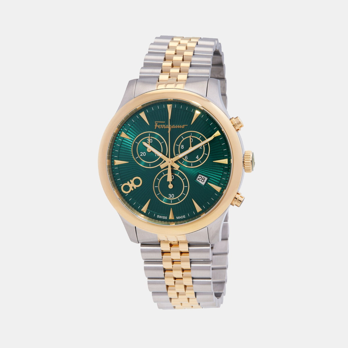 Men Quartz Green Dial Chronograph Stainless Steel Watch SFEZ01224