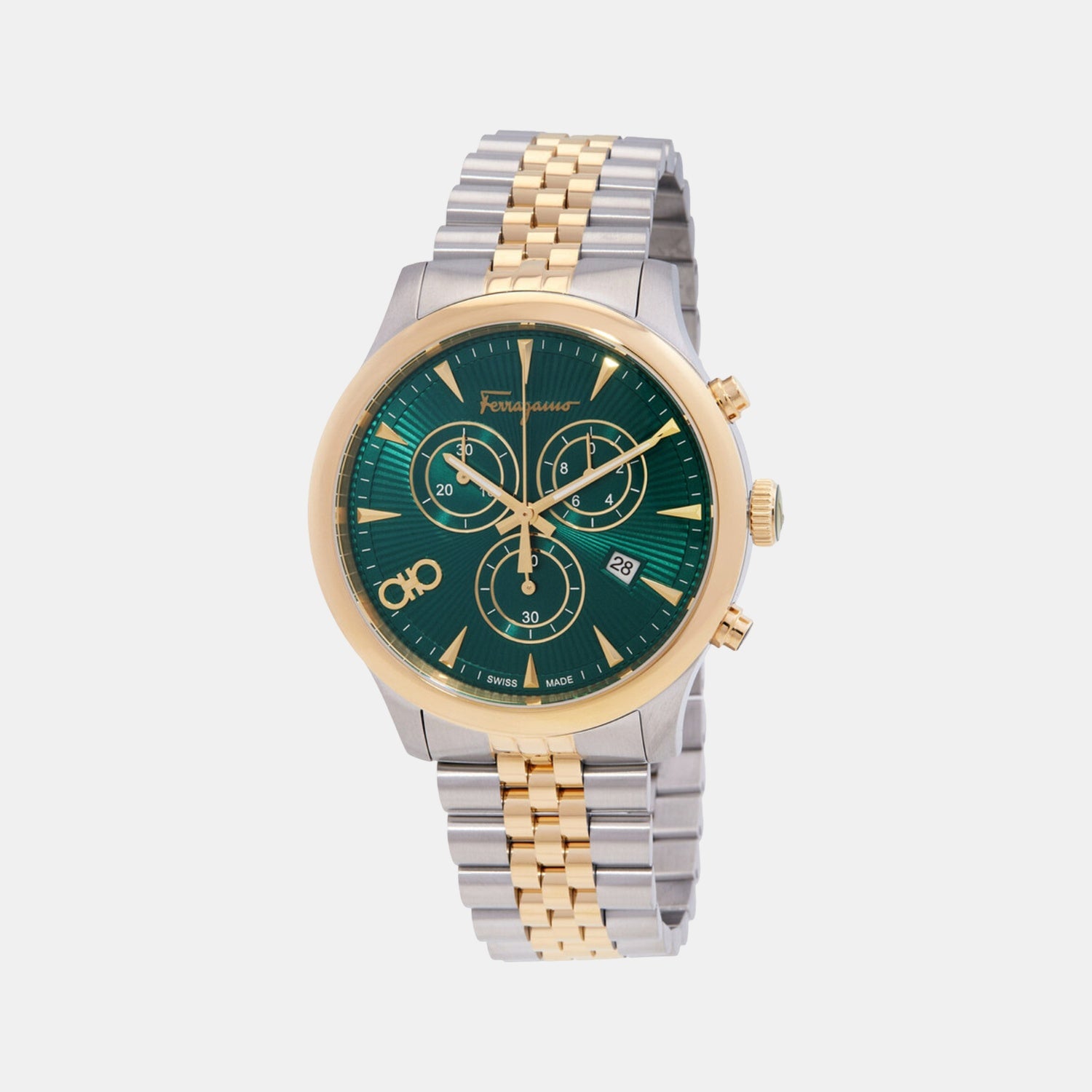 Men Quartz Green Dial Chronograph Stainless Steel Watch SFEZ01224