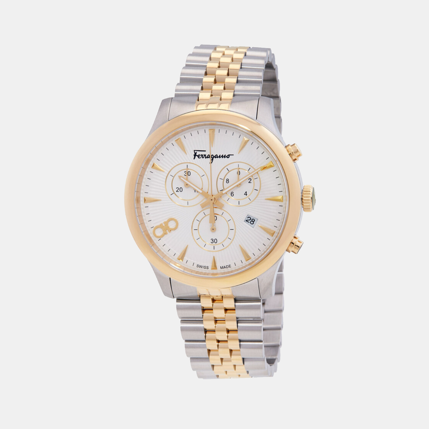 Men Quartz White Dial Chronograph Stainless Steel Watch SFEZ01424