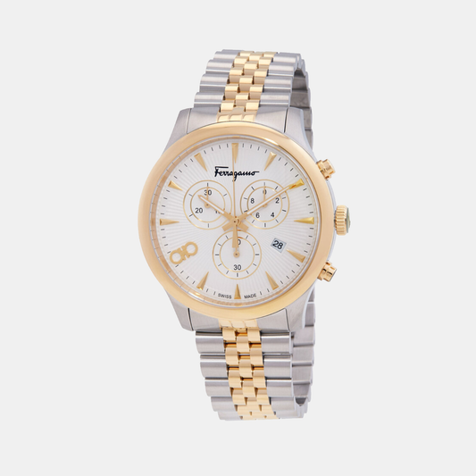 Men Quartz White Dial Chronograph Stainless Steel Watch SFEZ01424