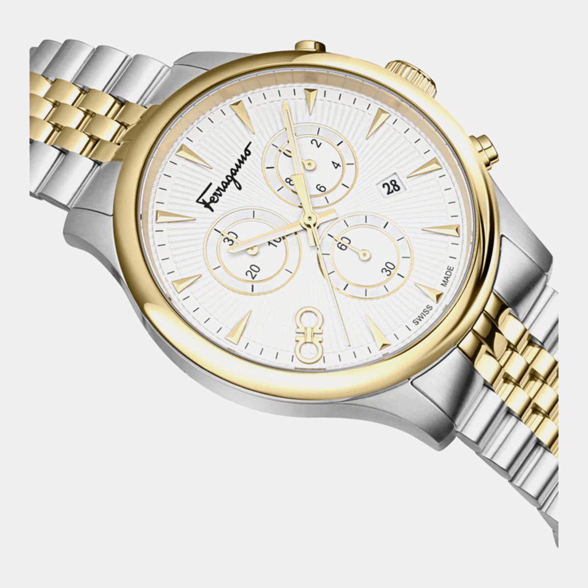 Men Quartz White Dial Chronograph Stainless Steel Watch SFEZ01424