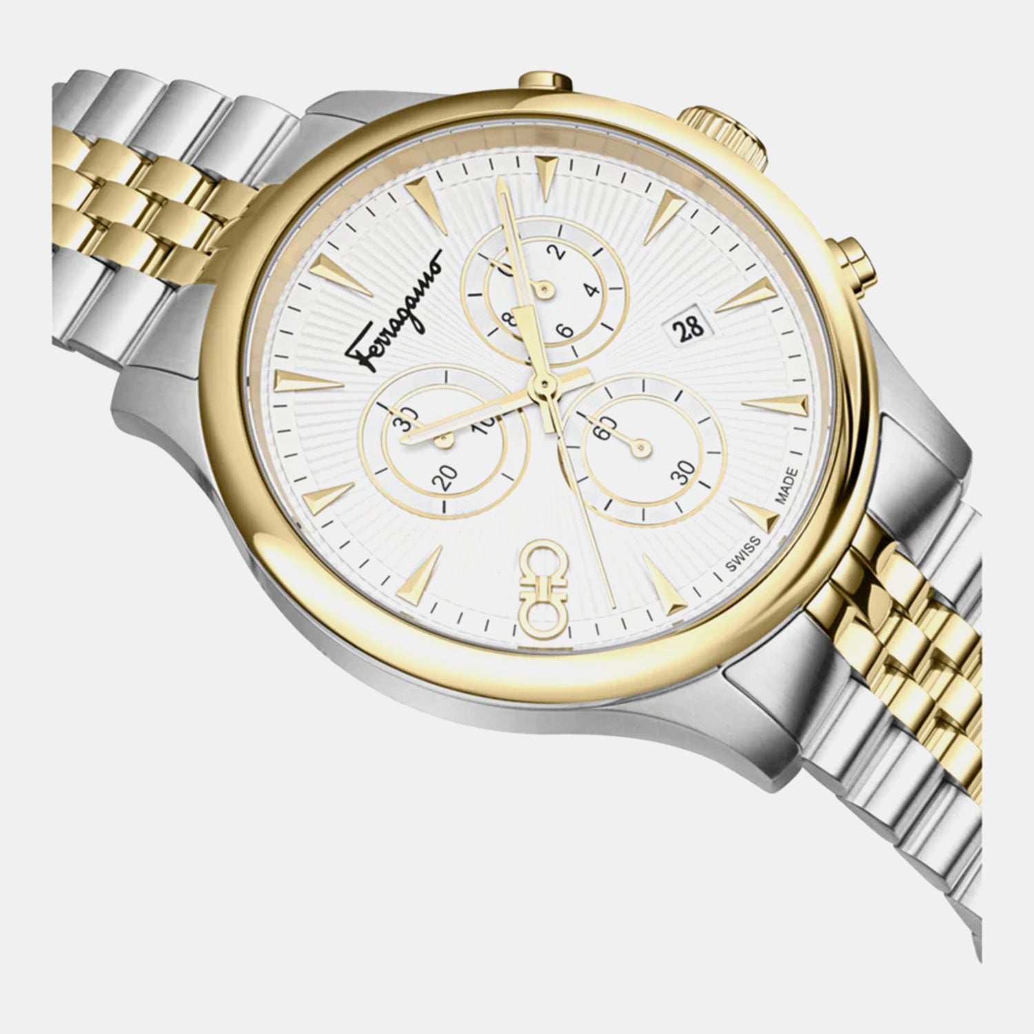 Men Quartz White Dial Chronograph Stainless Steel Watch SFEZ01424