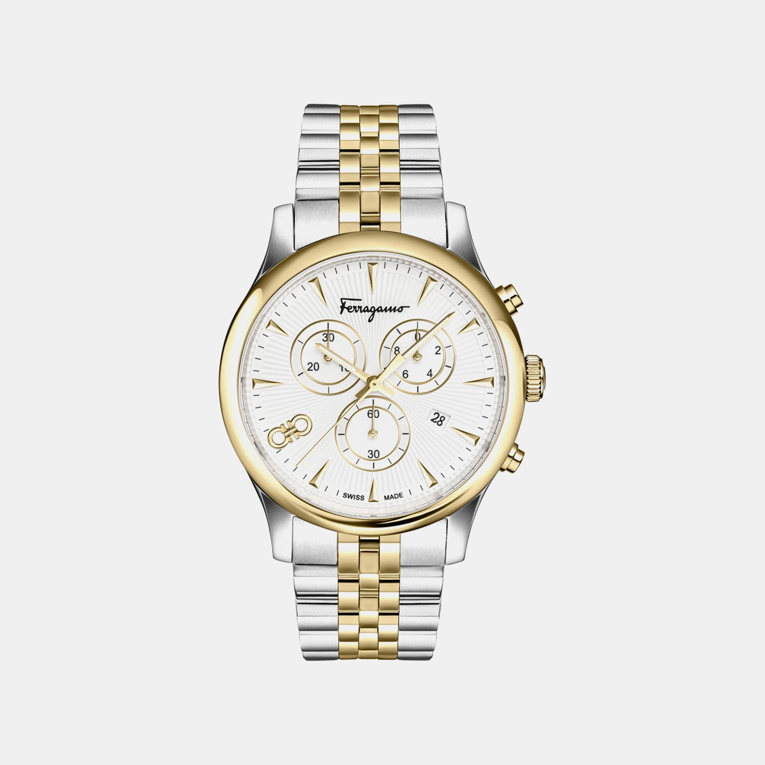 Men Quartz White Dial Chronograph Stainless Steel Watch SFEZ01424